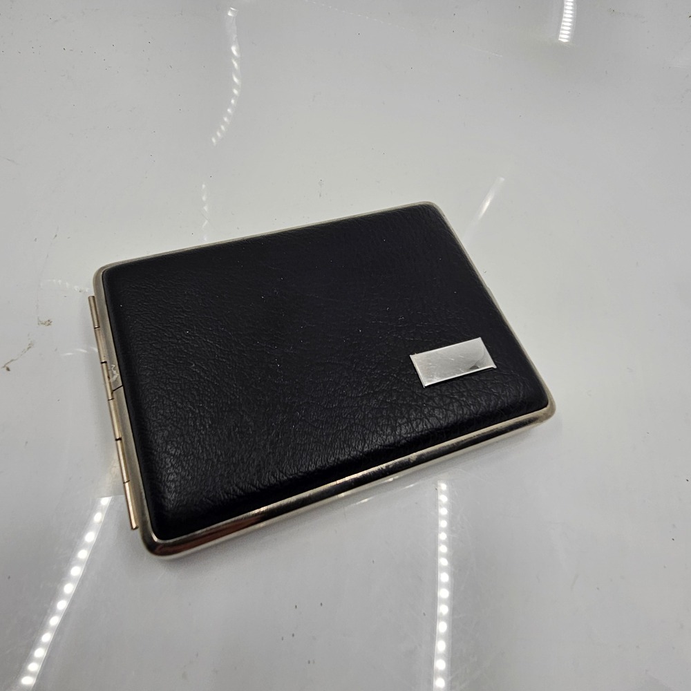 Vtg MCM Colibri Cigarette Case Black Faux Leather Gold Tone Made in W Germany